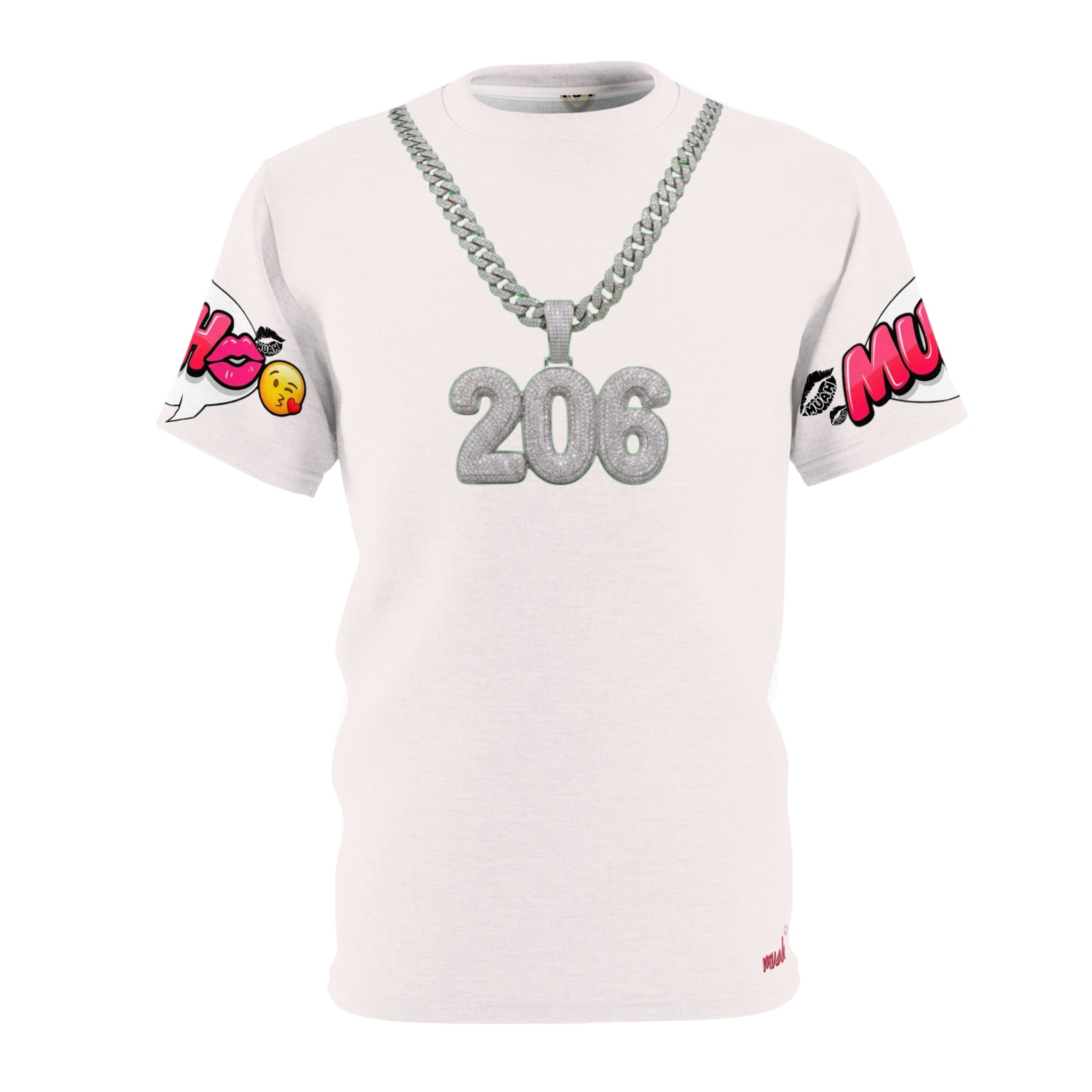 206 Pendant Graphic Tee — Urban Chain Necklace All-Over Print Shirt