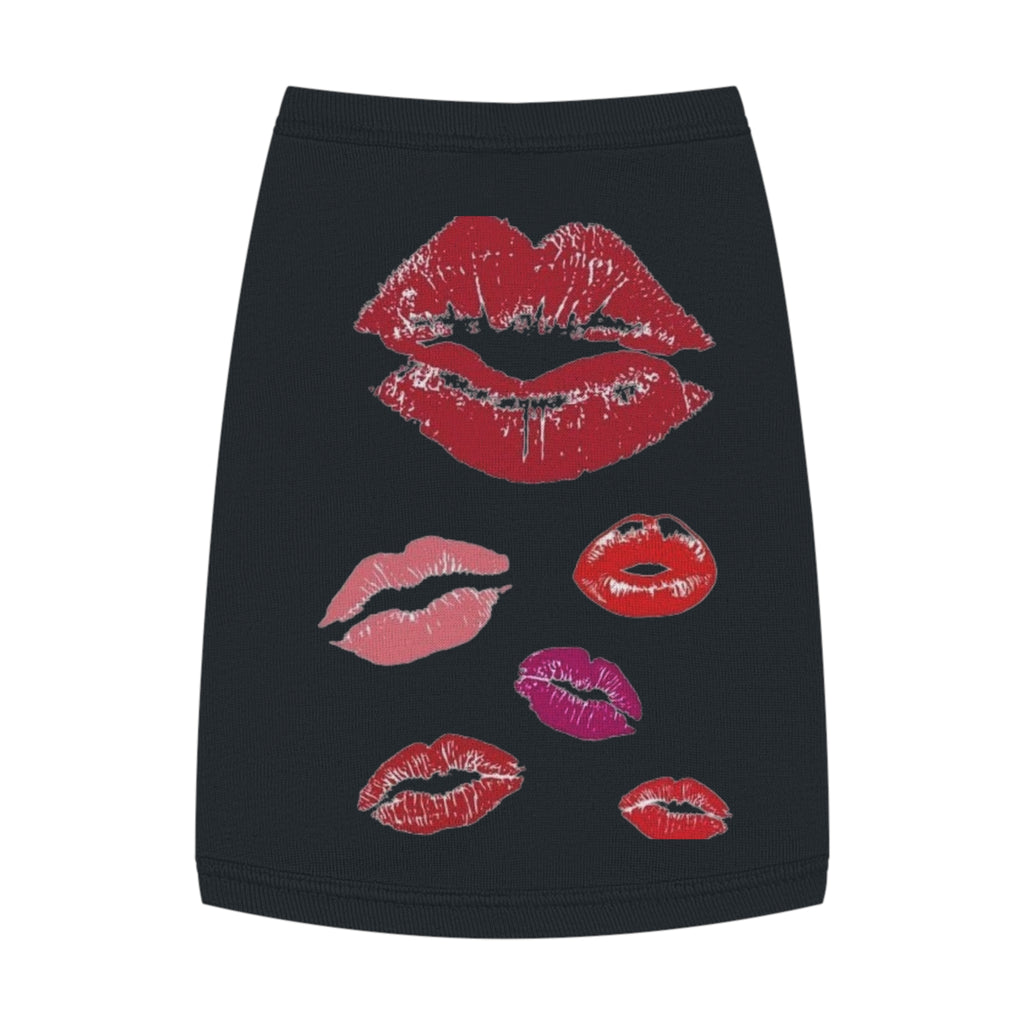 Pet Tank Top - Kiss Print Dog Shirt, Cute Lipstick Kiss Design for Small Dogs & Cats