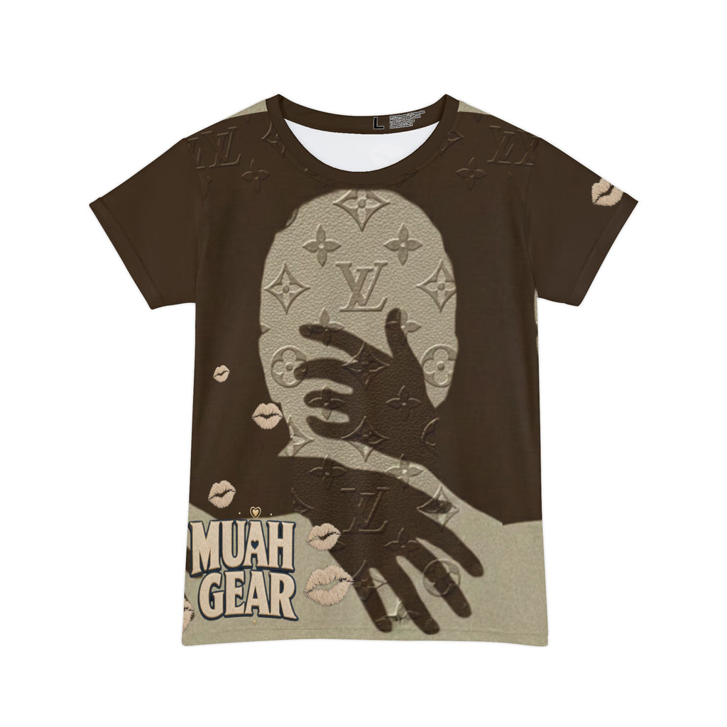 Women's Graphic Tee — 'MUAH' Luxe Monogram Kiss Short Sleeve Shirt