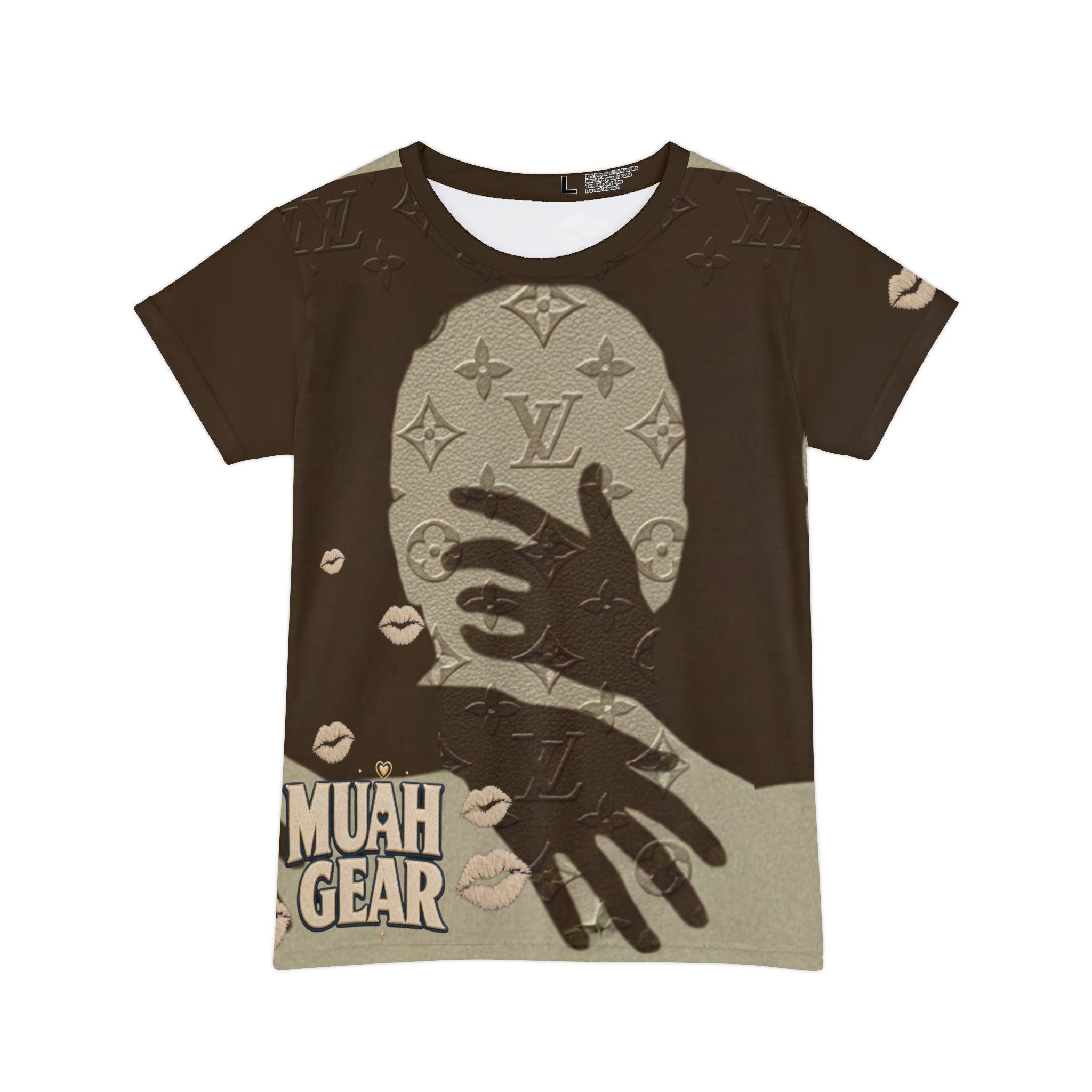 Women's Graphic Tee — 'MUAH' Luxe Monogram Kiss Short Sleeve Shirt