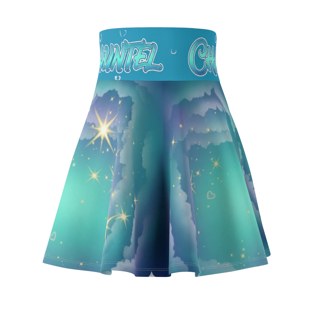 Aurora Dream Skater Skirt — Teal Northern Lights AOP