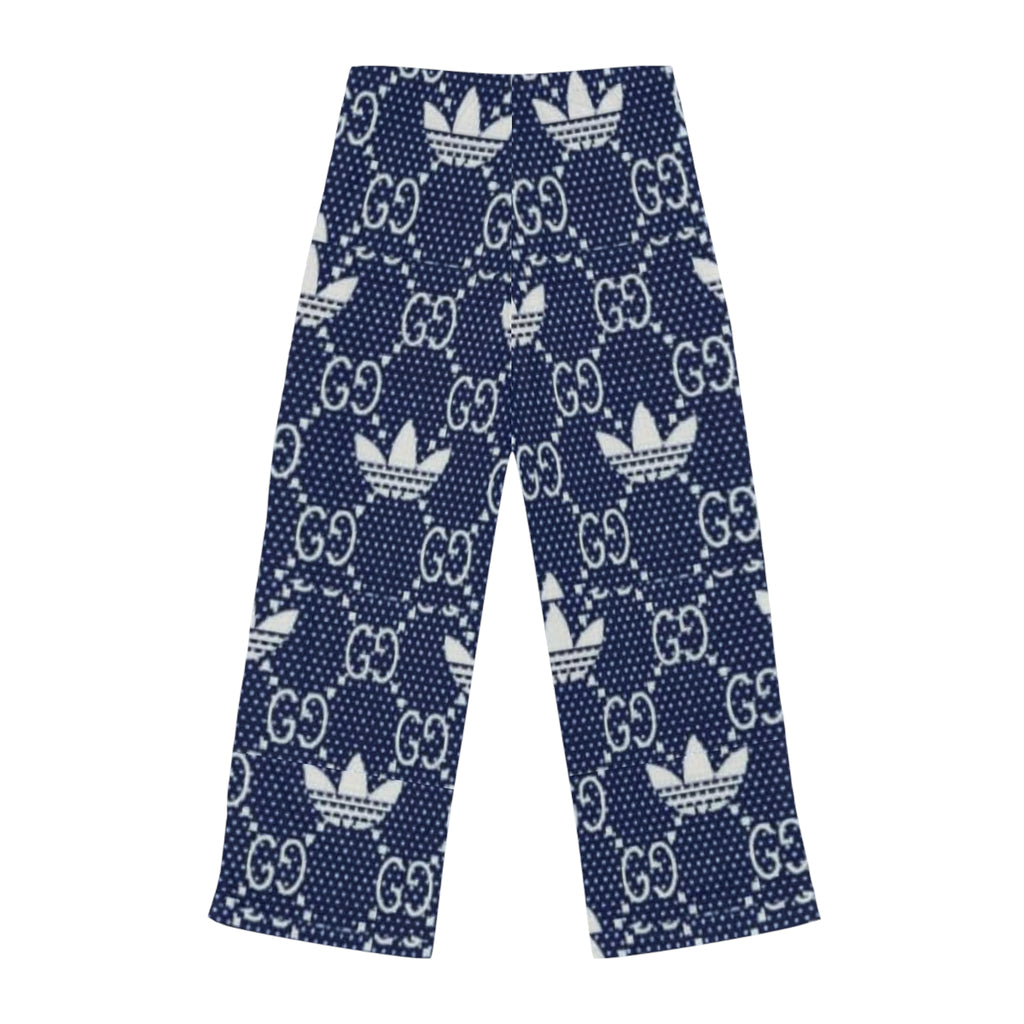 Women's Lounge Pants — Navy Monogram Logo Print Pajama Bottoms