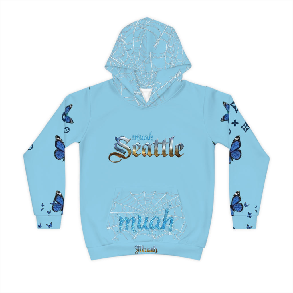 Children's Hoodie — Smurfette Seattle Blue Butterfly All-Over Print