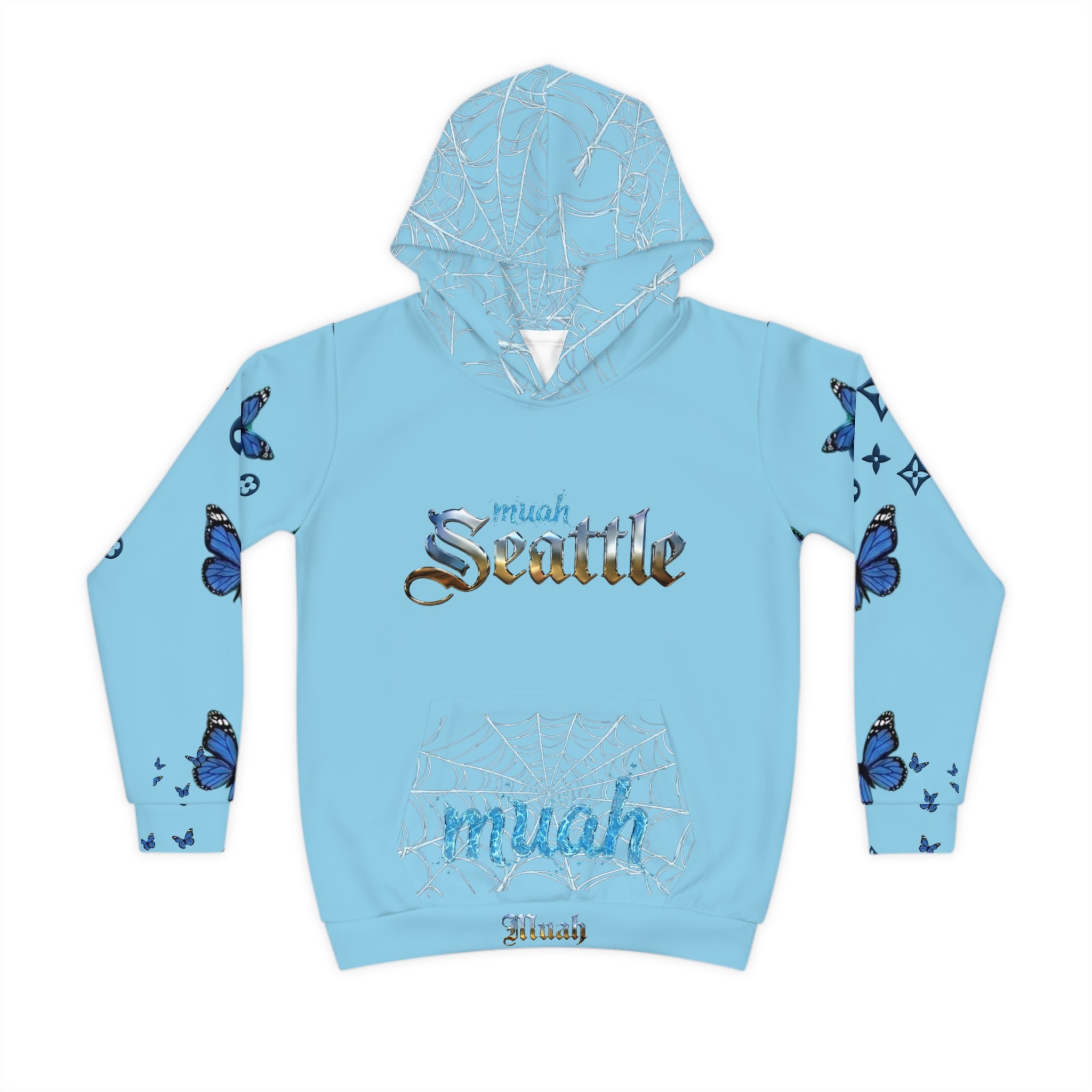 Children's Hoodie — Smurfette Seattle Blue Butterfly All-Over Print