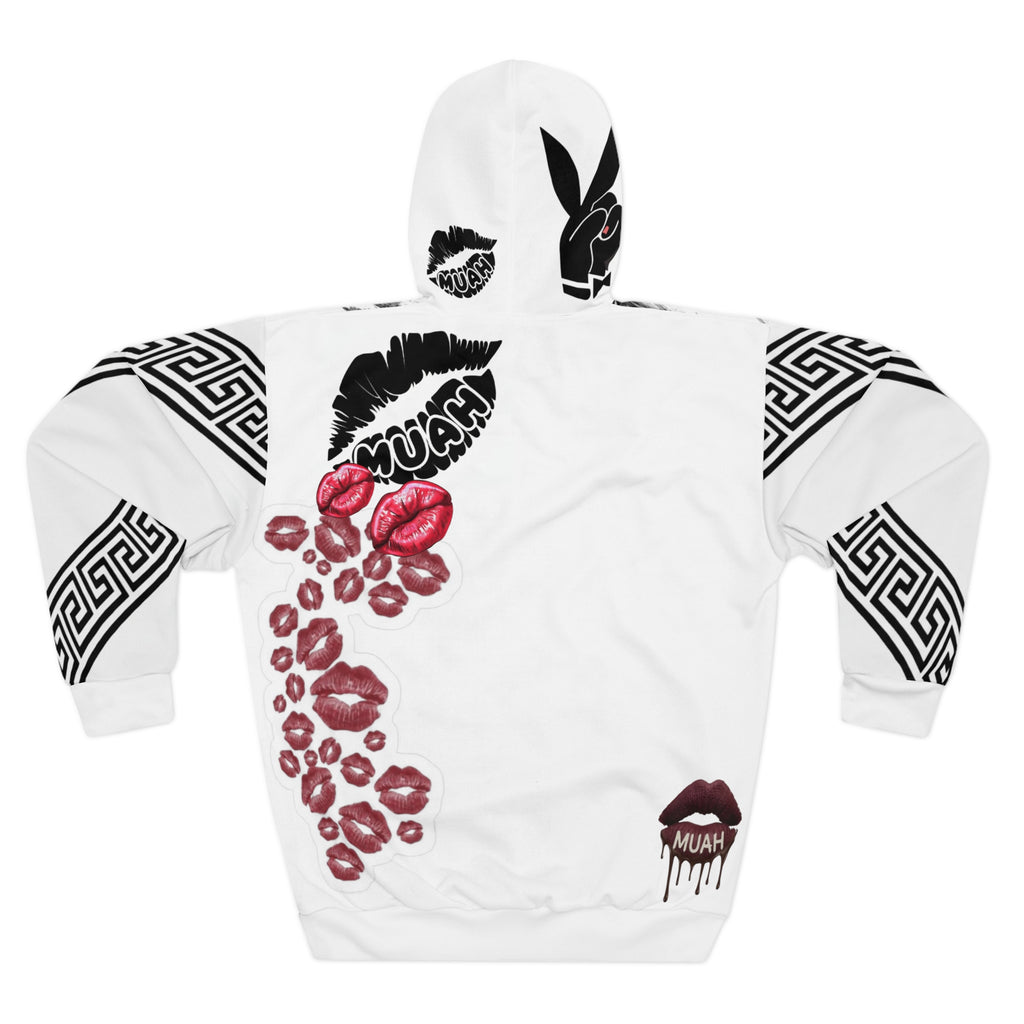 Graphic Hoodie — Black & White Muah Kiss Art Pullover