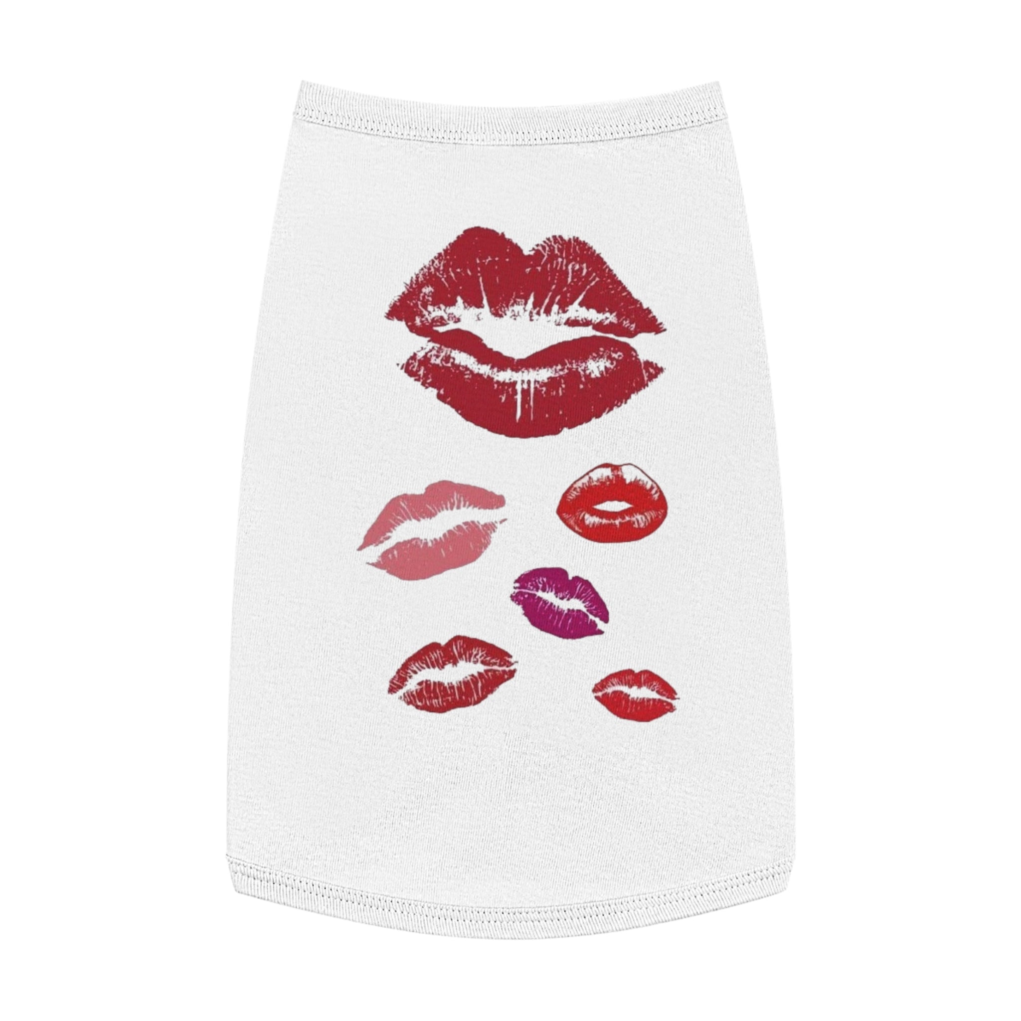 Pet Tank Top - Kiss Print Dog Shirt, Cute Lipstick Kiss Design for Small Dogs & Cats