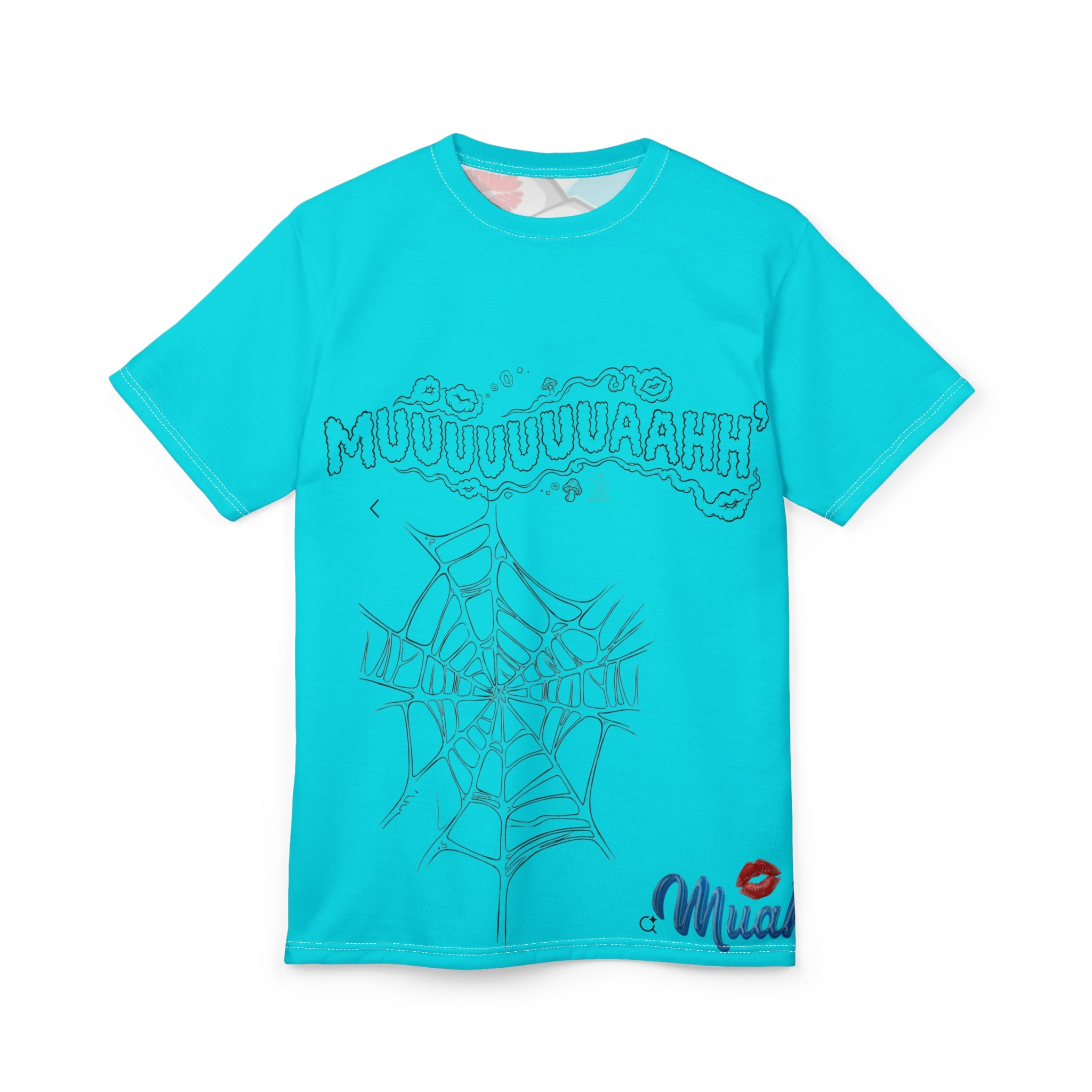 Turquoise 'Muuuuuaah!' Spiderweb Graphic Tee — Cute Gothic Halloween Shirt