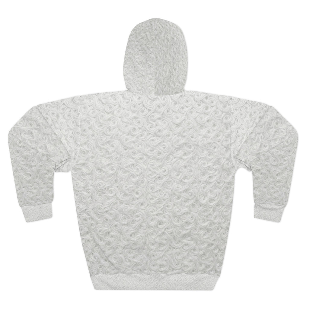 White Quilted Texture Hoodie – Cozy All-Over Print Pullover