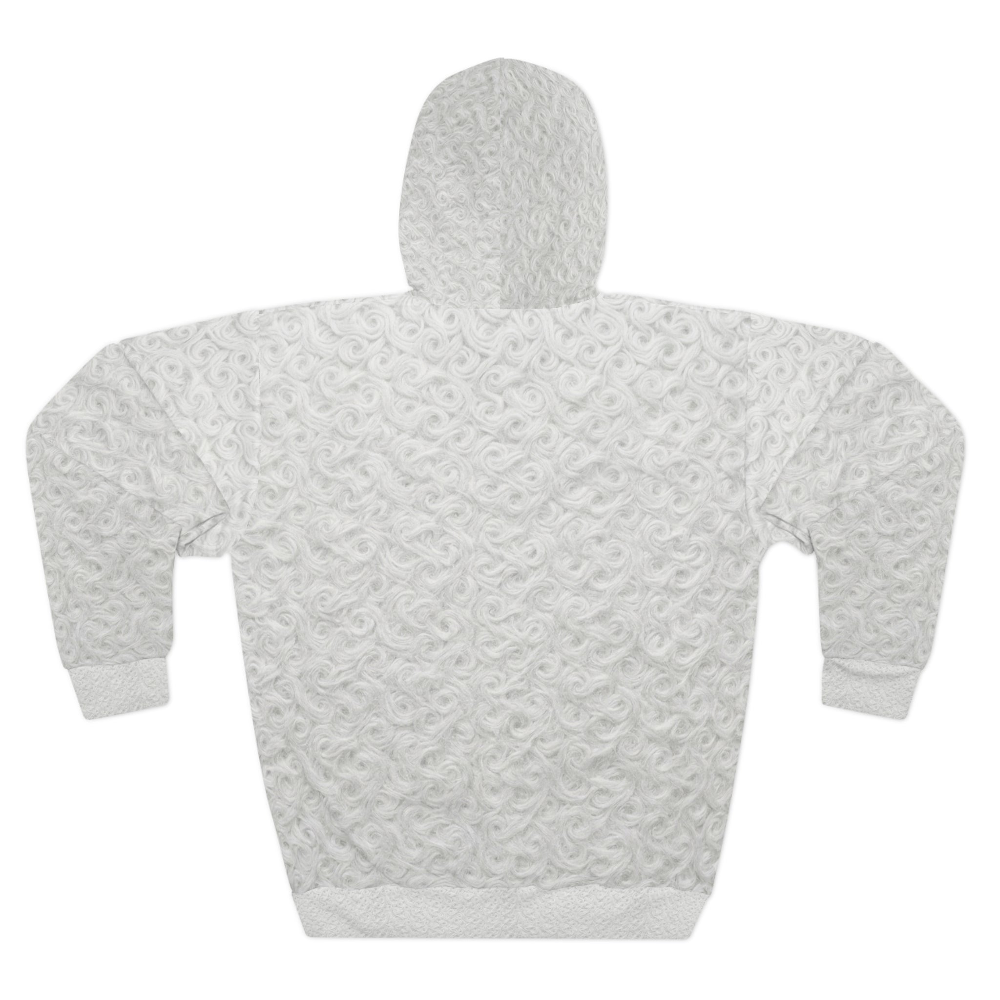 White Quilted Texture Hoodie – Cozy All-Over Print Pullover