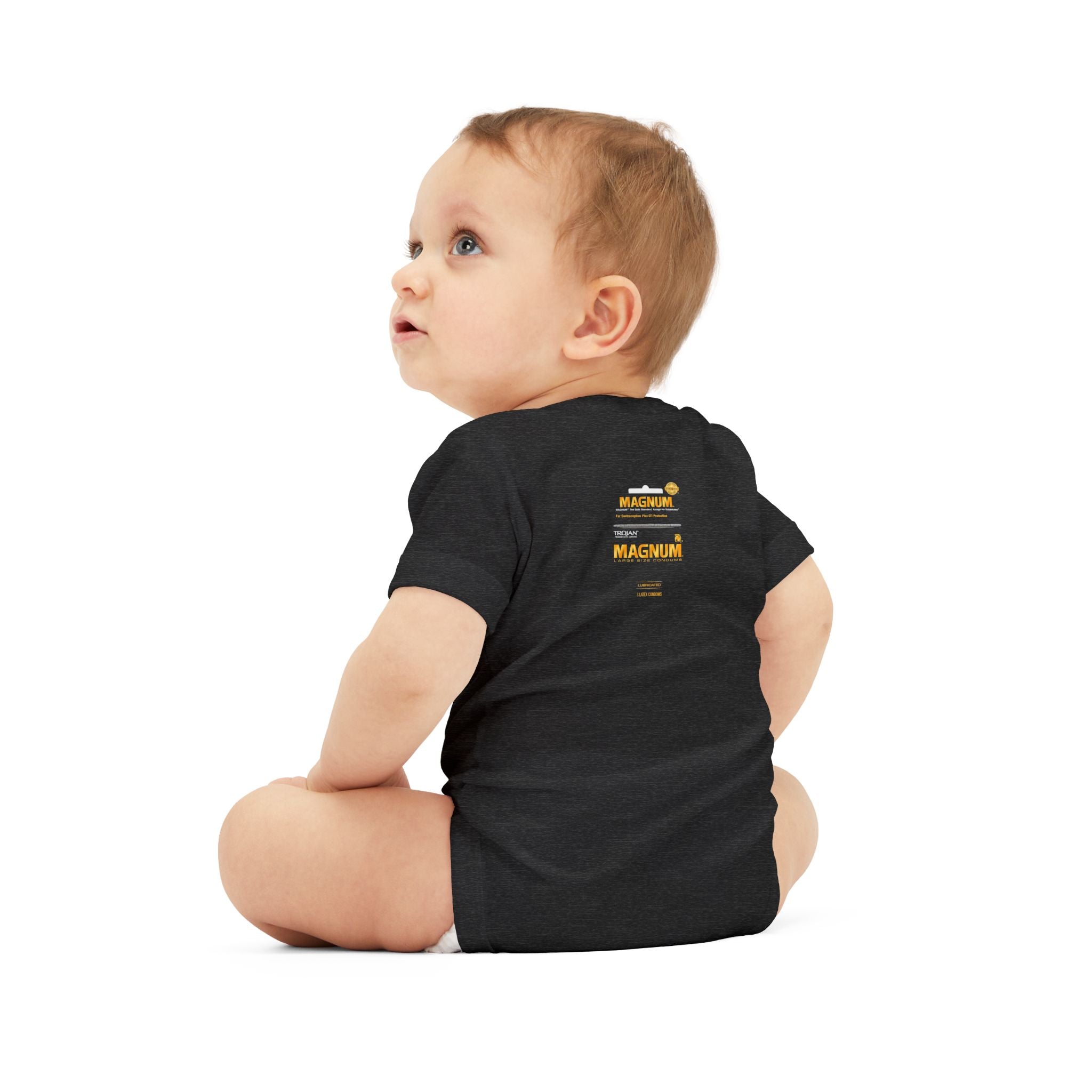 Infant One-Piece Bodysuit — 'Magnum' Crown Baby Romper (White)
