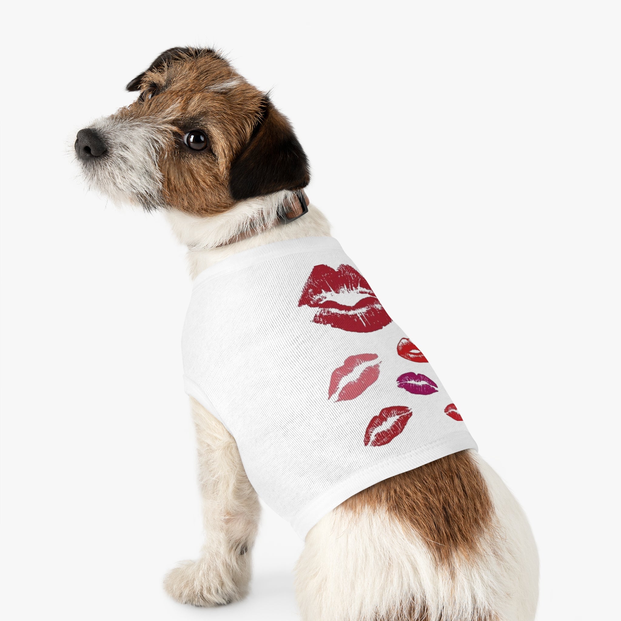 Pet Tank Top - Kiss Print Dog Shirt, Cute Lipstick Kiss Design for Small Dogs & Cats
