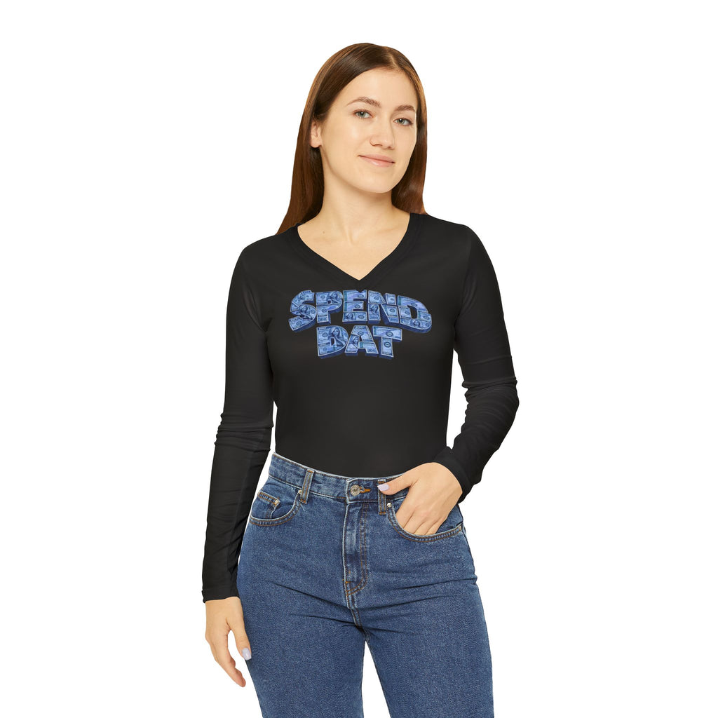 'Spend Day' Women's V-Neck Long Sleeve ShirT