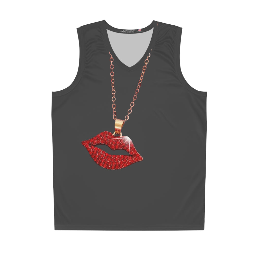 Red Lip Pendant Basketball Jersey