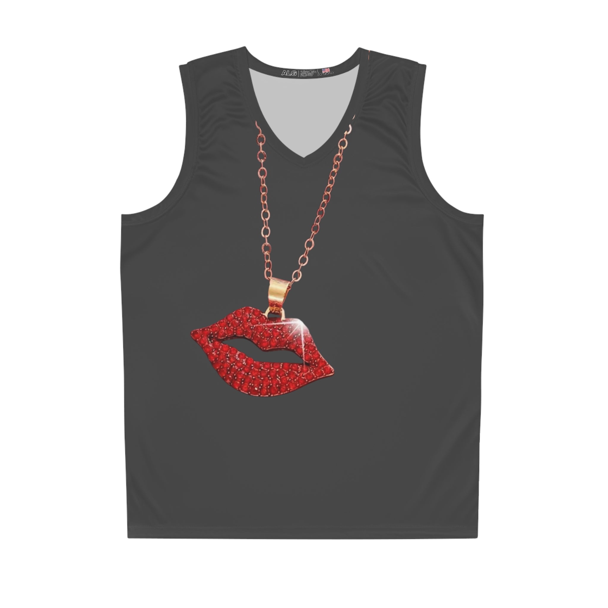 Red Lip Pendant Basketball Jersey