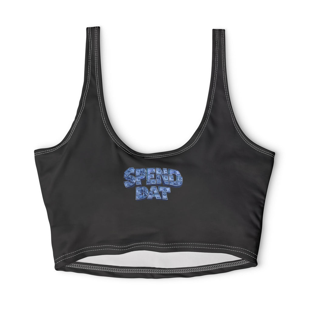 Spend Dat Sports Bra — Blue Graphic Crop Activewear