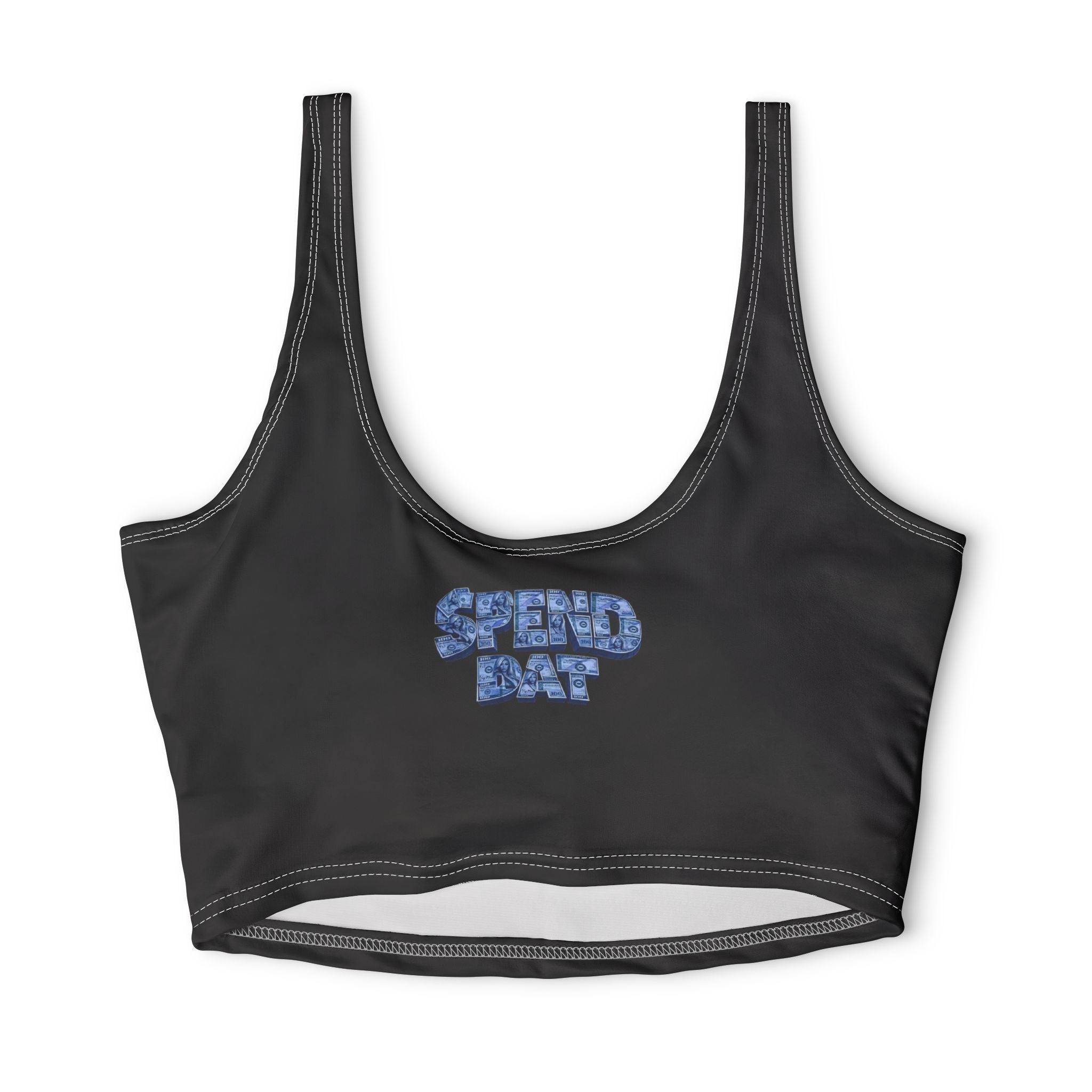 Spend Dat Sports Bra — Blue Graphic Crop Activewear