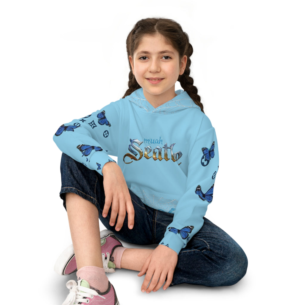 Children's Hoodie — Smurfette Seattle Blue Butterfly All-Over Print