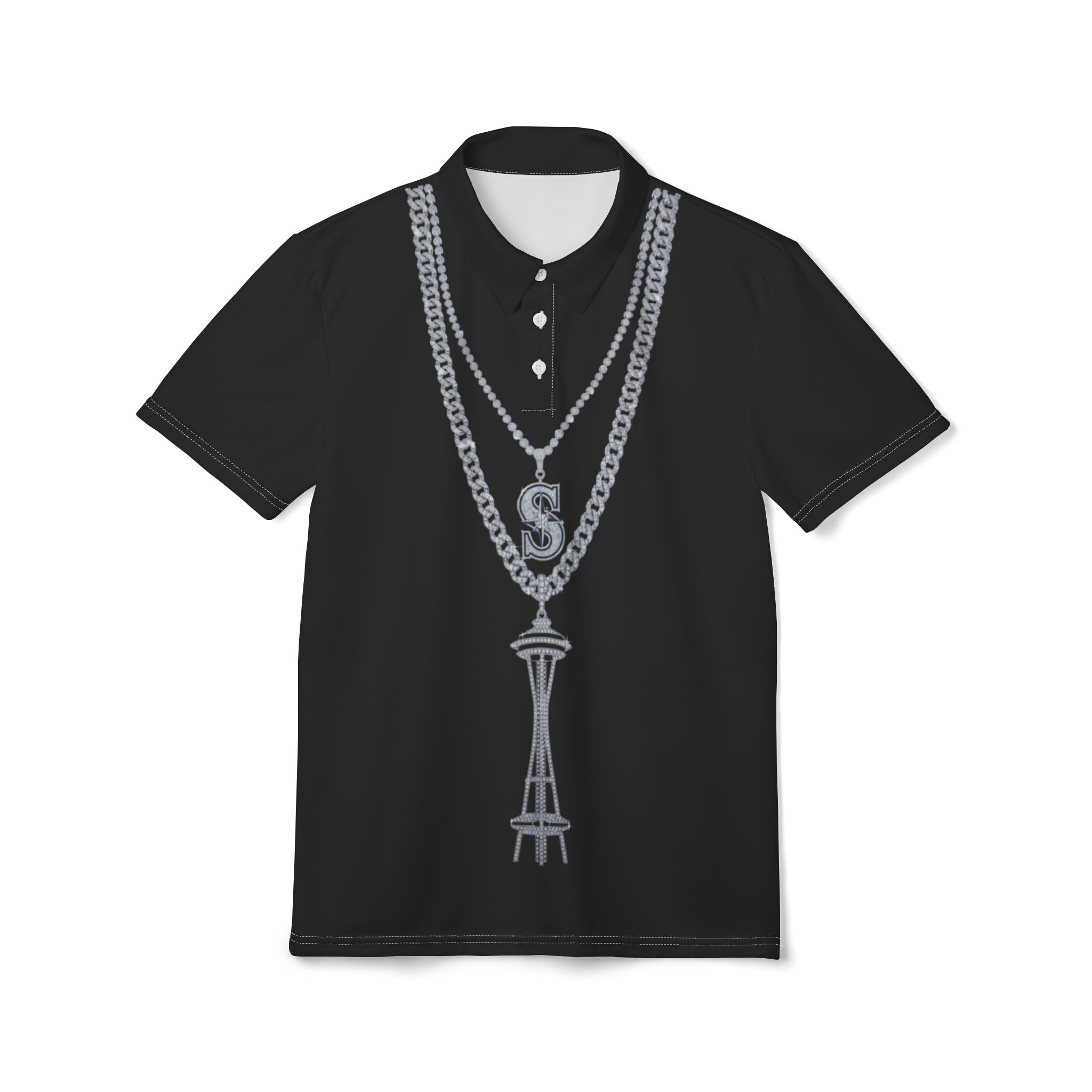 Space Needle Necklace Polo Shirt — Seattle S Chain Graphic Polo