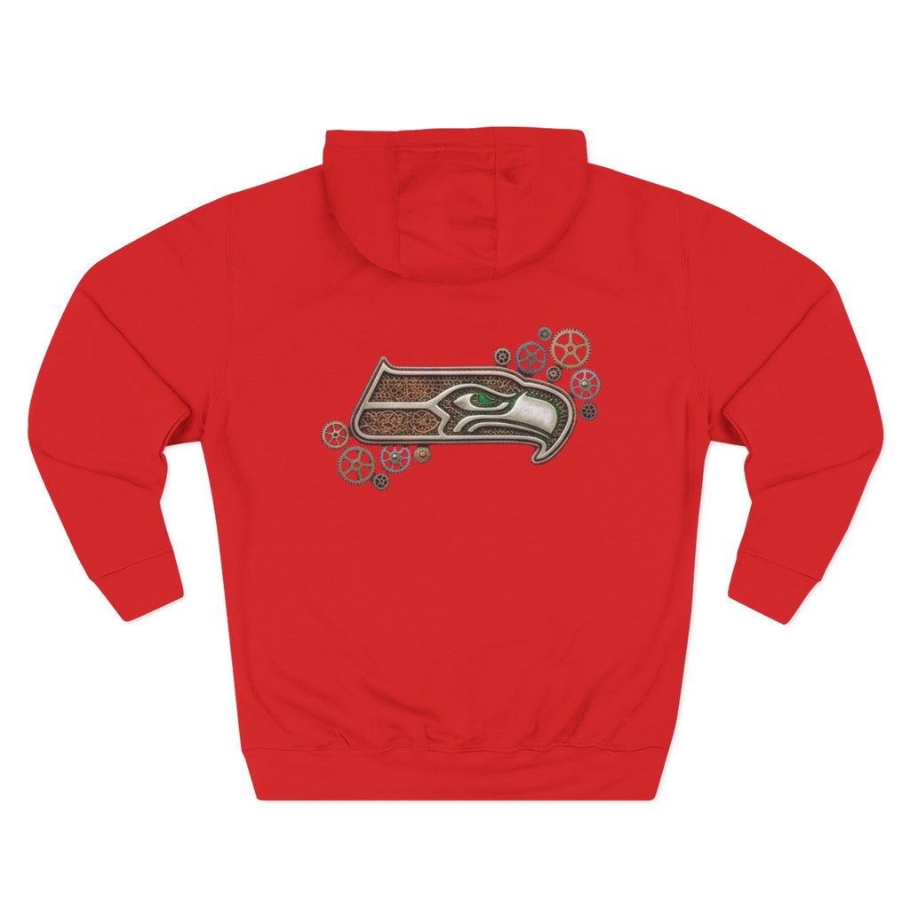 Seahawk Gear Hoodie — Vintage Seahawk Emblem with Gear Accents
