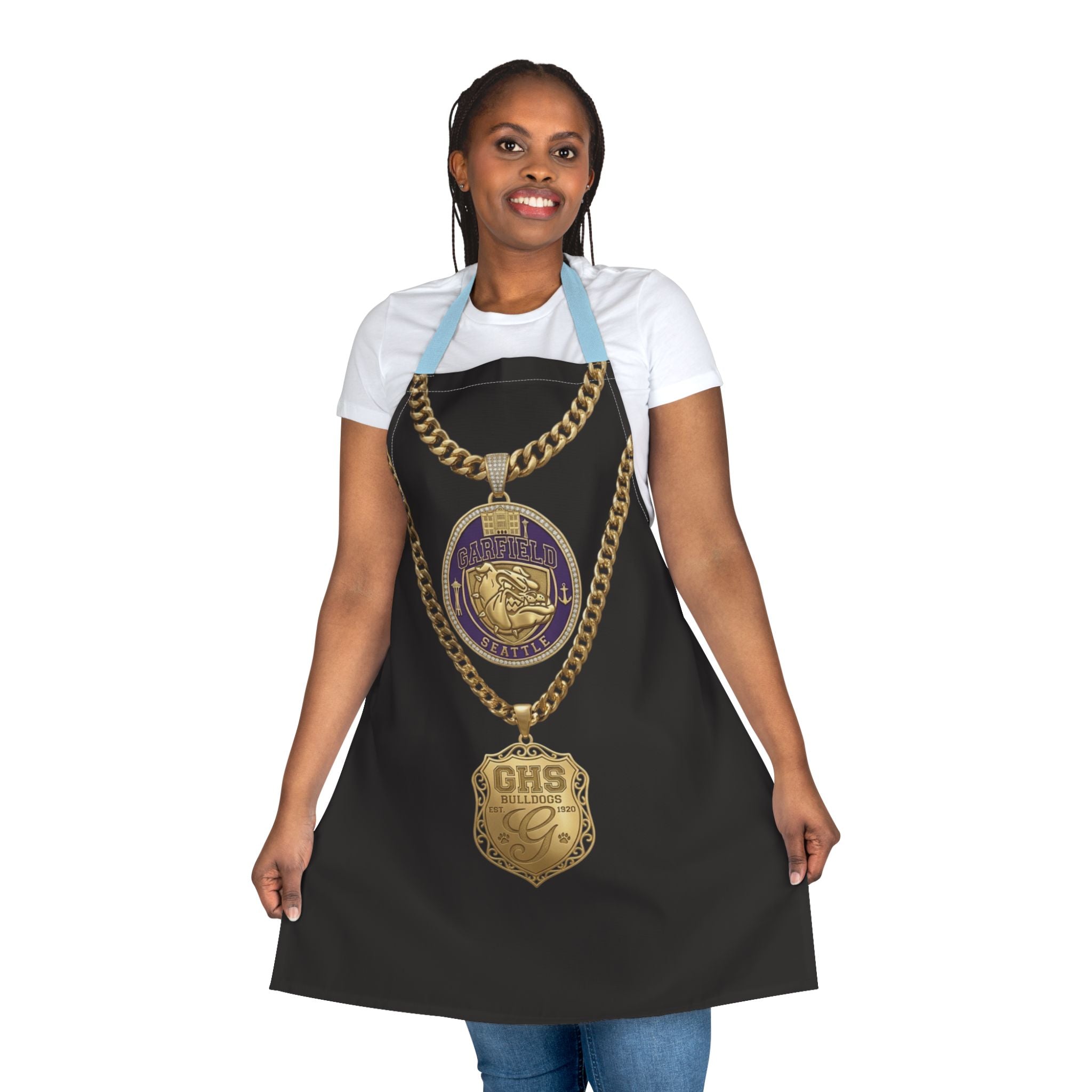 Apron — Gold Chain Medallion & GHS Shield Graphic Apron