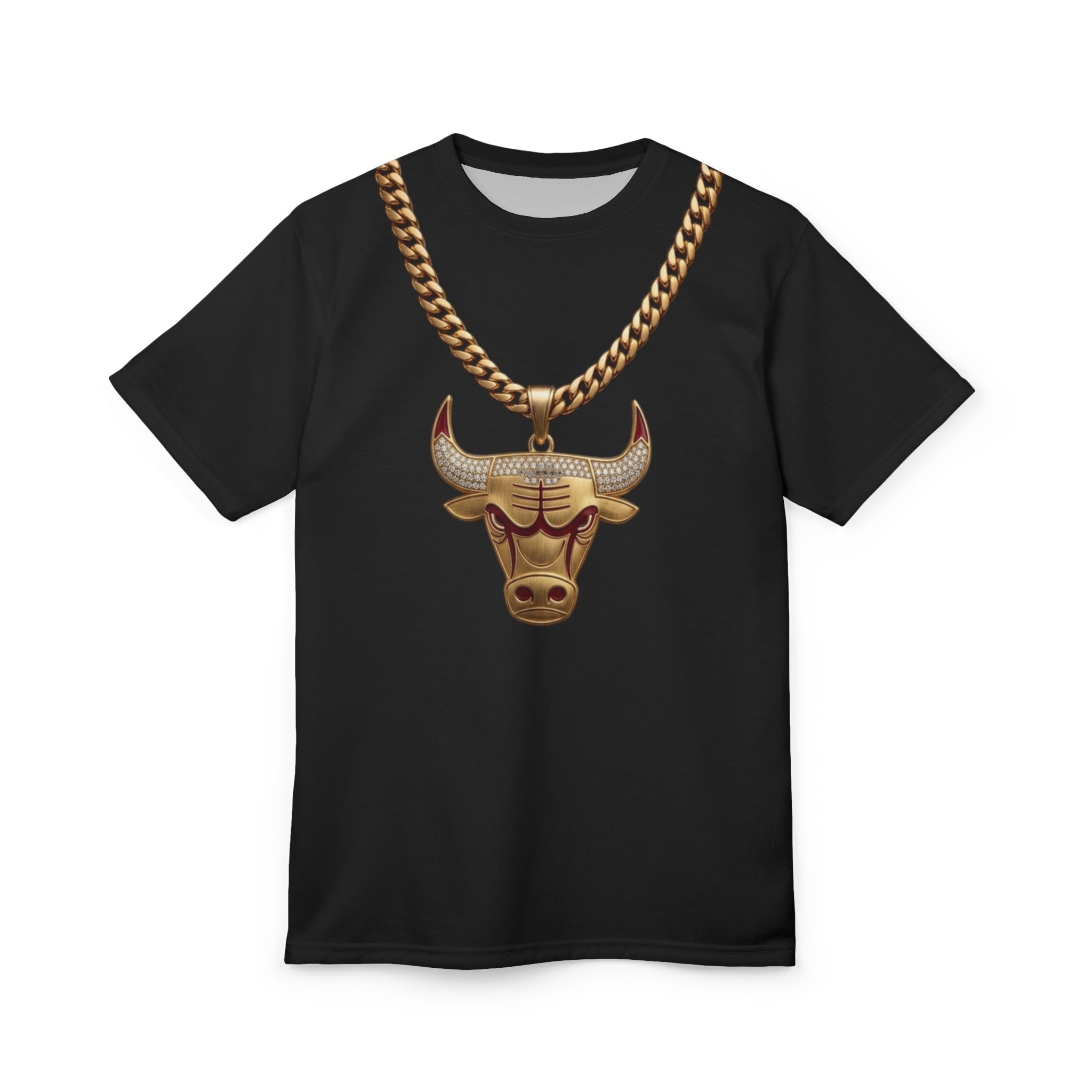 Bullhead Pendant Tee — Hip-Hop Gold Chain Graphic T-Shirt