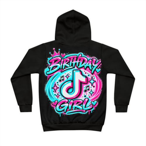 Birthday Girl Hoodie — Neon Music Note Kids Pullover