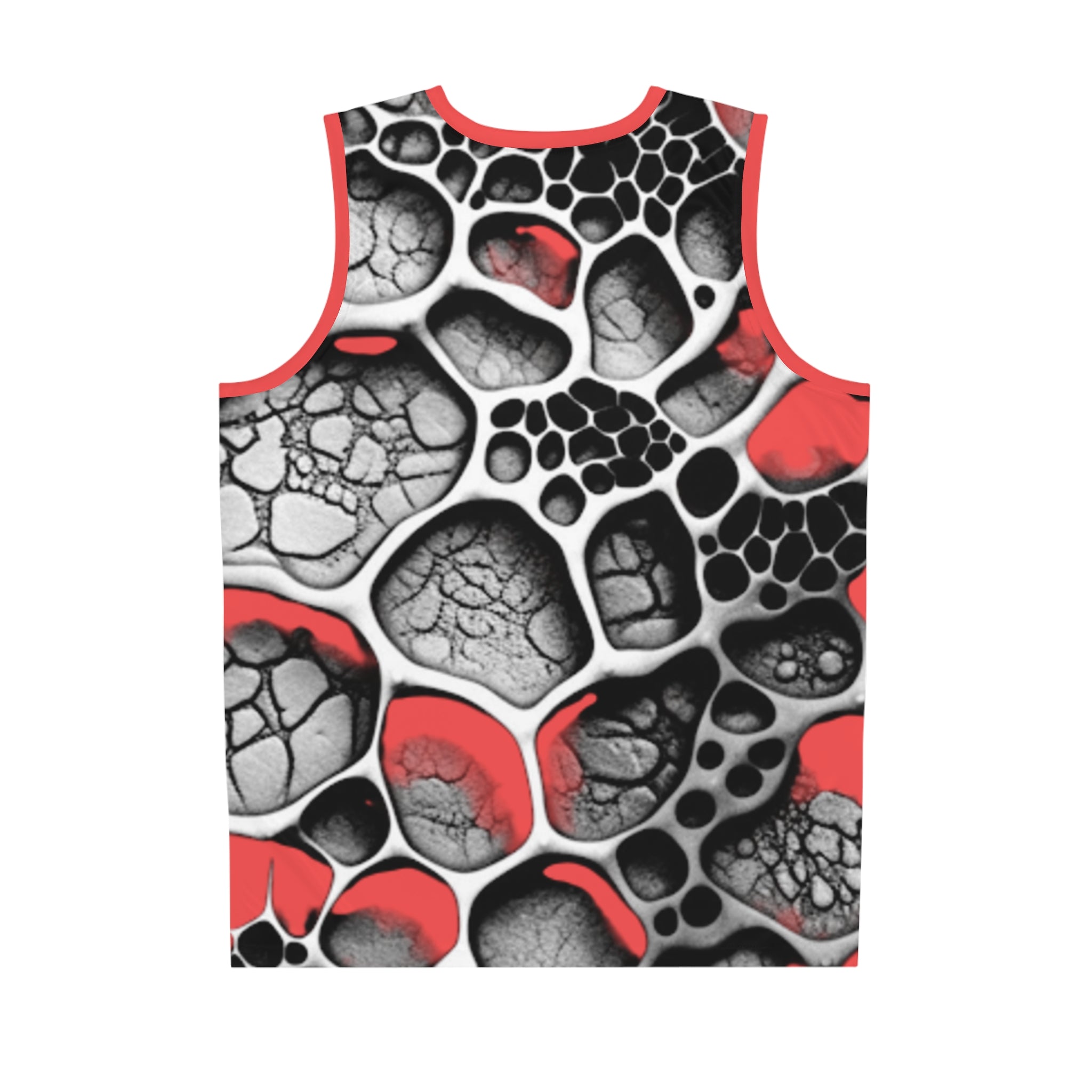 Abstract Red & Black Basketball Jersey — All-Over Print Athletic Tank
