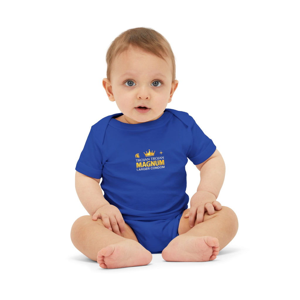 Infant One-Piece Bodysuit — 'Magnum' Crown Baby Romper (White)