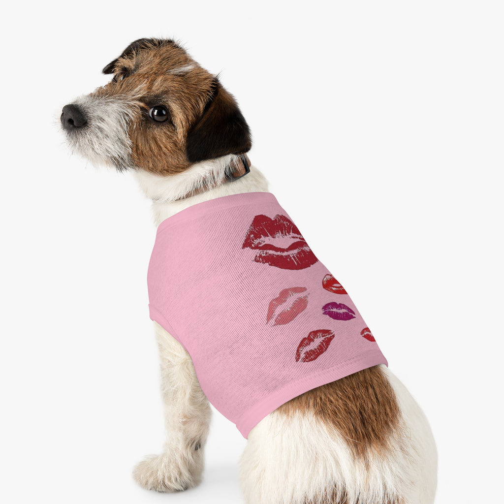 Pet Tank Top - Kiss Print Dog Shirt, Cute Lipstick Kiss Design for Small Dogs & Cats