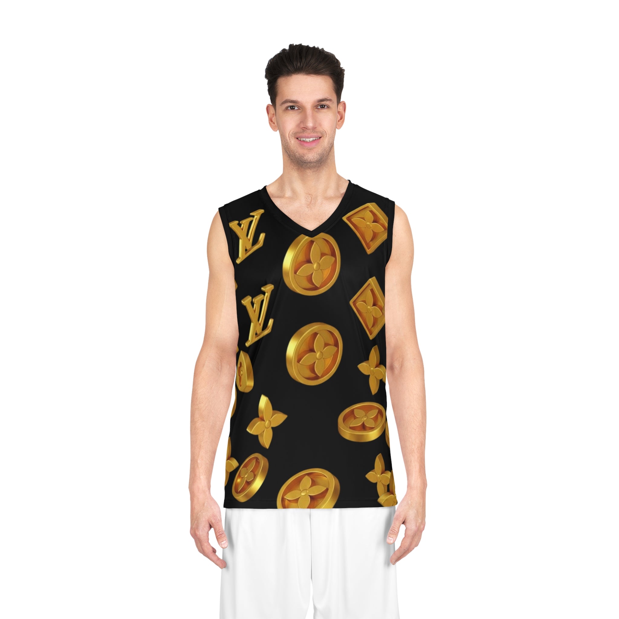 Gold Luxury Monogram Basketball Jersey