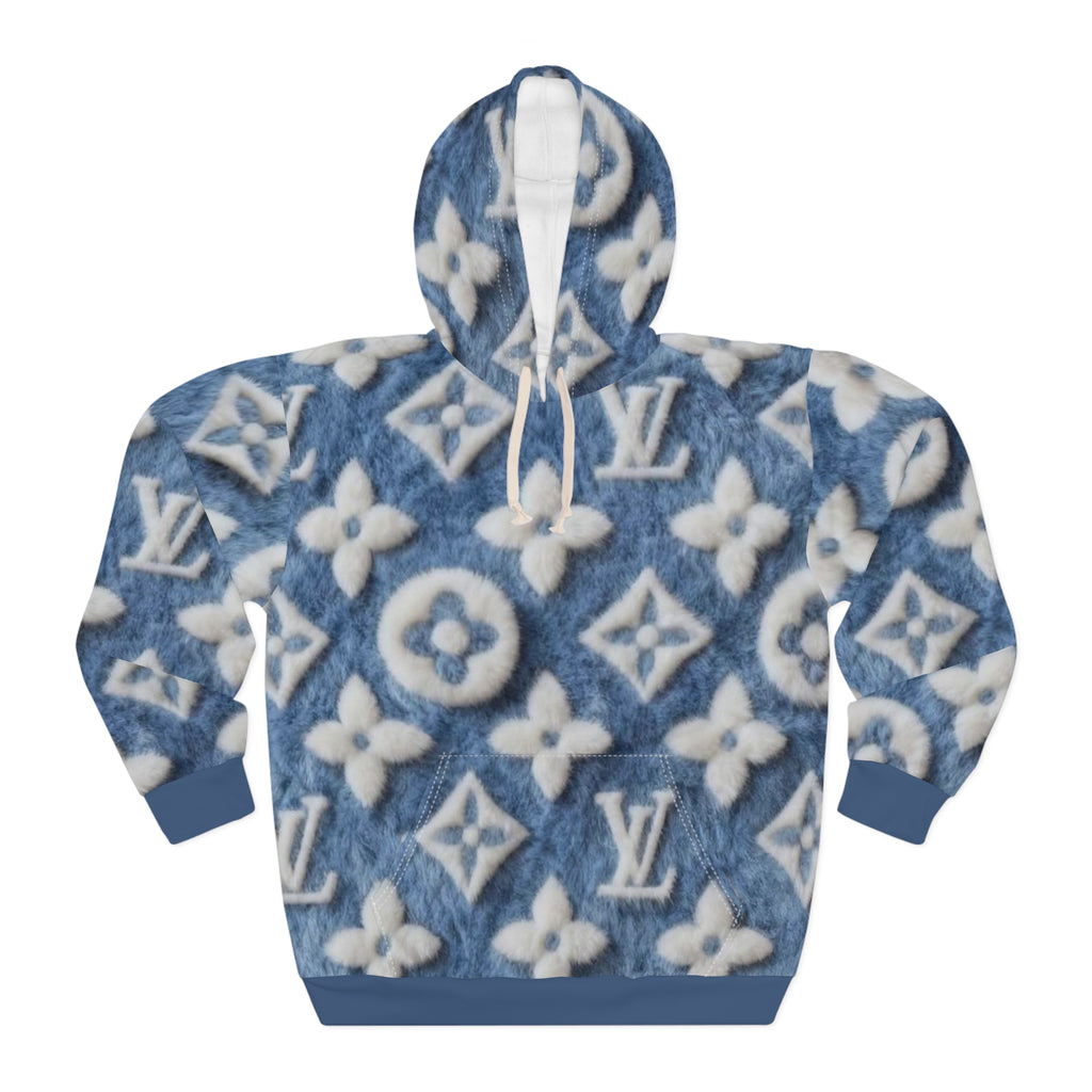 Blue Faux-Fur Monogram Hoodie