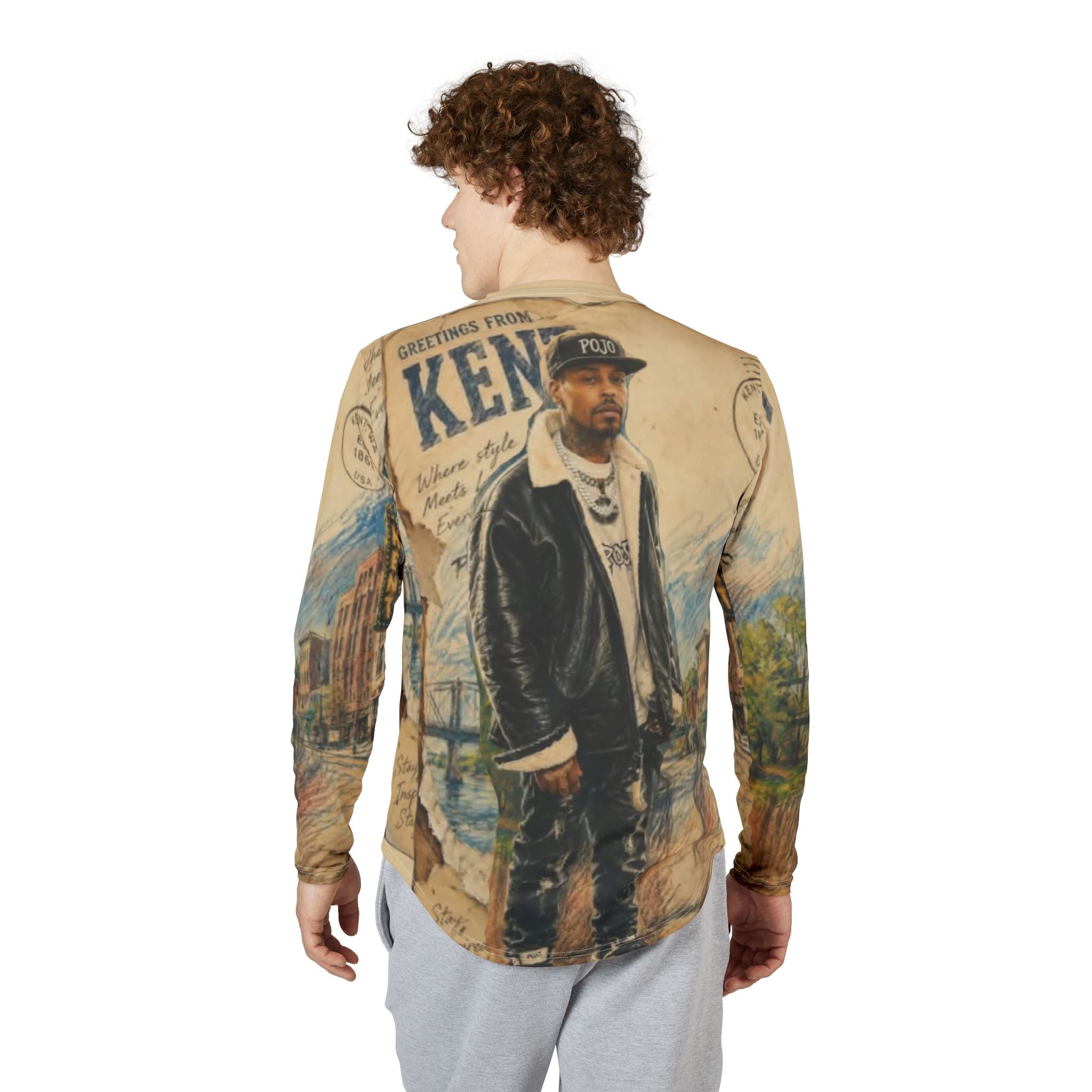 Men’s Long Sleeve UV Shirt — Vintage City Portrait "Kent" All-Over Print