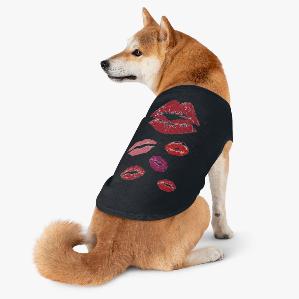 Pet Tank Top - Kiss Print Dog Shirt, Cute Lipstick Kiss Design for Small Dogs & Cats