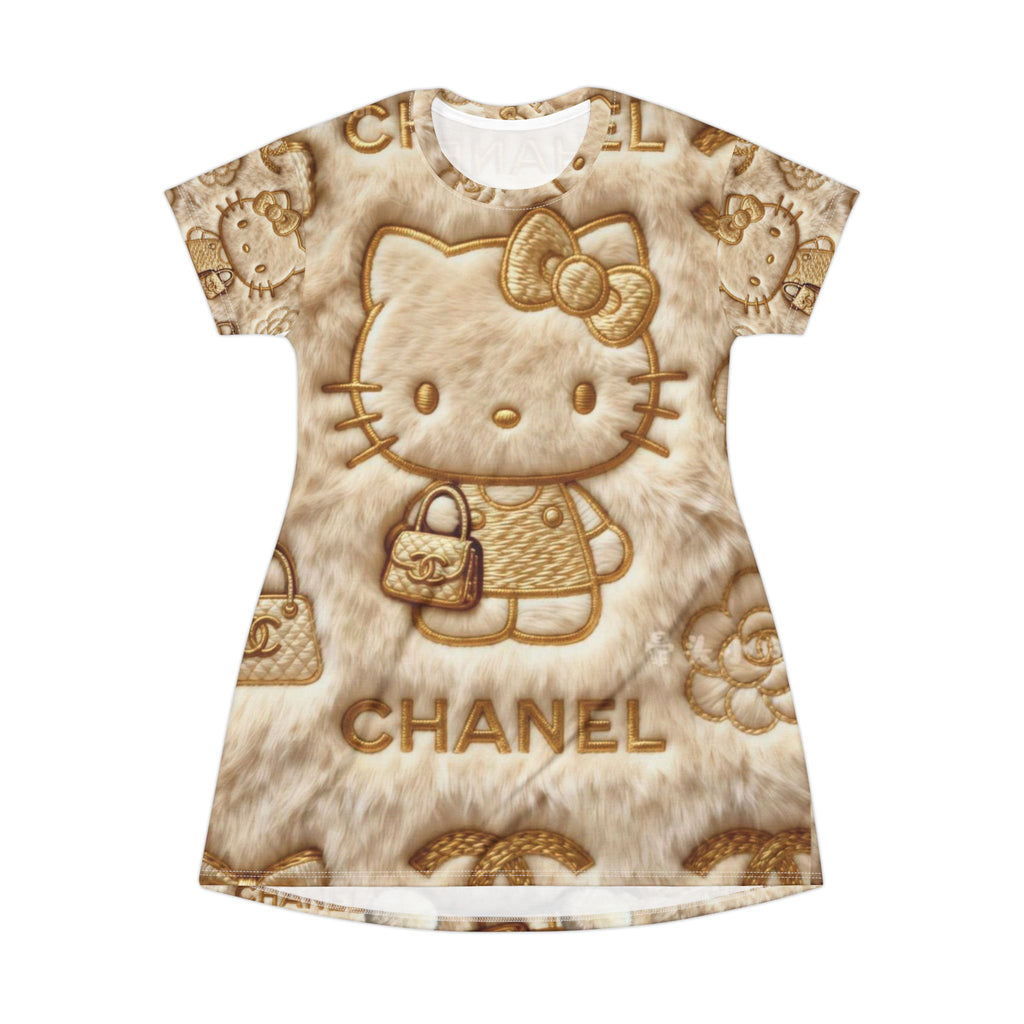 Hello Kitty Luxe T‑Shirt Dress – All‑Over Print Chanel-Inspired Pattern