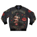 Betty Boop XOXO Graphic Bomber Jacket — Retro Pinup Kiss Design