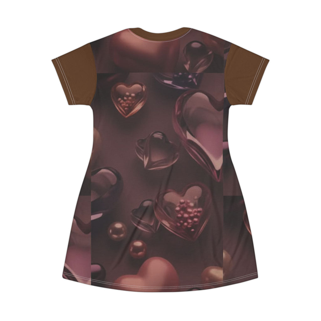 Heart Chocolate All-Over Print T-Shirt Dress — Romantic Valentine’s Day Dress