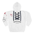 Sarcasm University Hoodie — Funny Lace-Up Pullover with Kiss Marks