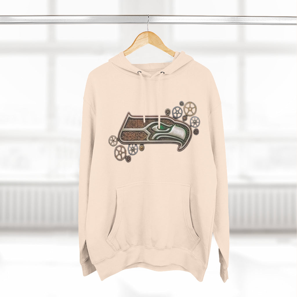 Seahawk Gear Hoodie — Vintage Seahawk Emblem with Gear Accents