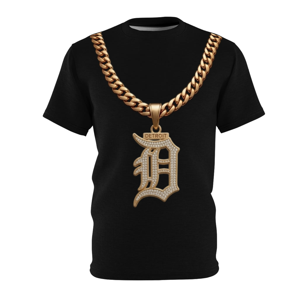 Detroit D Pendant Tee — Black Gold Necklace Graphic T-Shirt