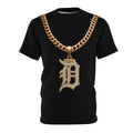 Detroit D Pendant Tee — Black Gold Necklace Graphic T-Shirt
