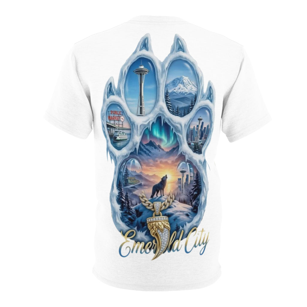 Paw of Seattle Tee — "Emerald City" Scenic All-Over Print