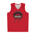 Dripping Lip 'MUAH' Basketball Jersey — Bold Red Graphic Tank