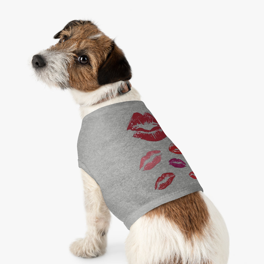 Pet Tank Top - Kiss Print Dog Shirt, Cute Lipstick Kiss Design for Small Dogs & Cats