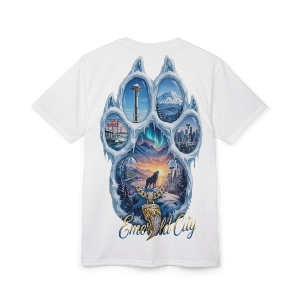 Paw of Seattle Tee — "Emerald City" Scenic All-Over Print