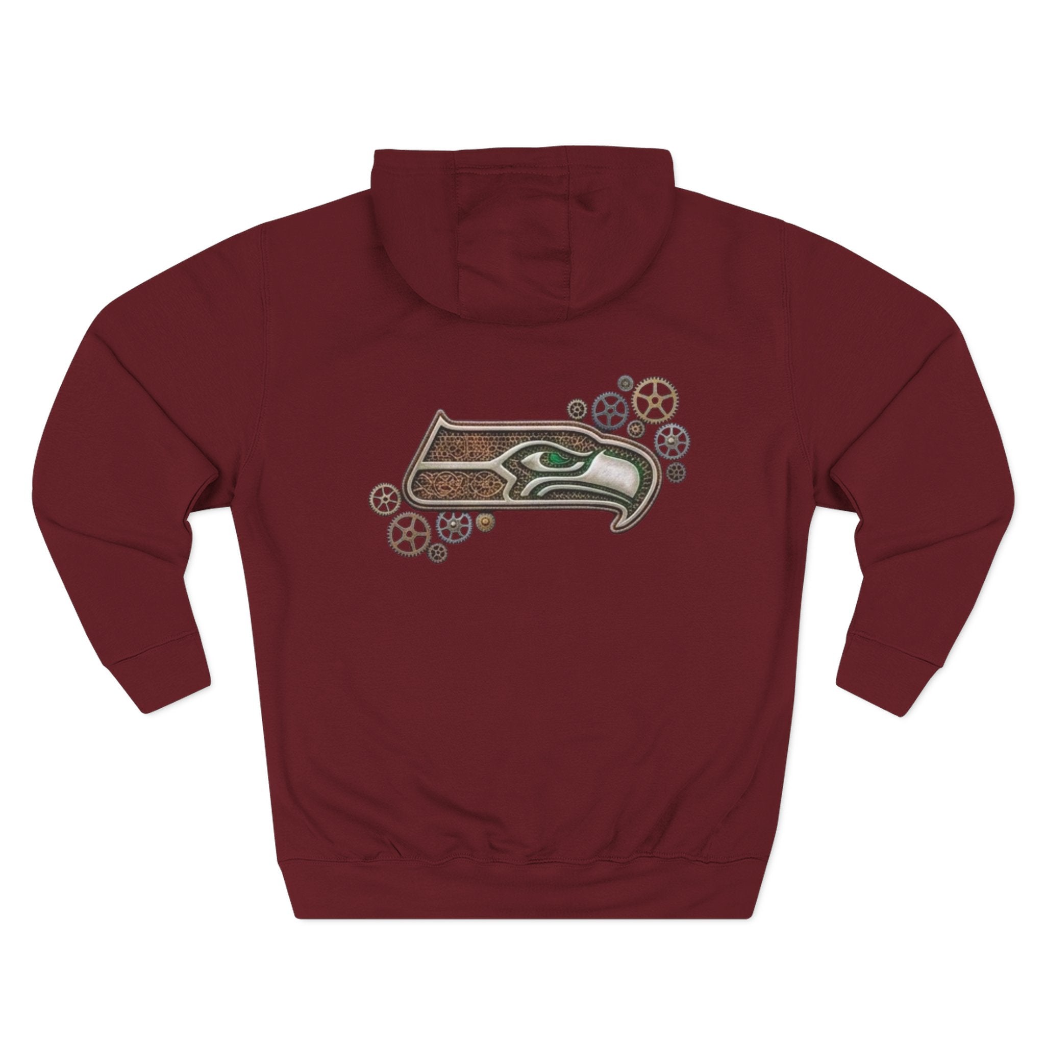 Seahawk Gear Hoodie — Vintage Seahawk Emblem with Gear Accents