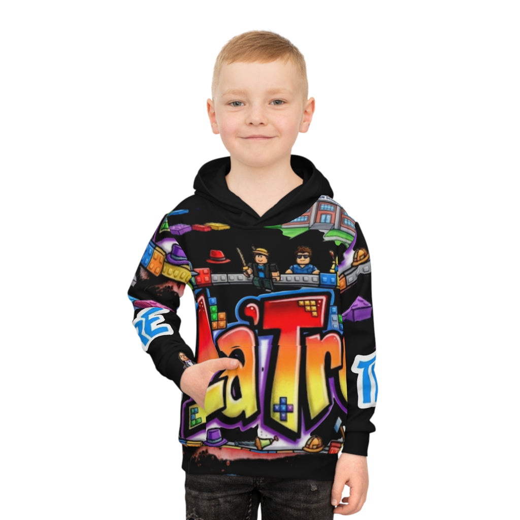Children's Hoodie — Colorful 'LaTre' Gamer Brick Design Kids' All-Over Print Hoodie