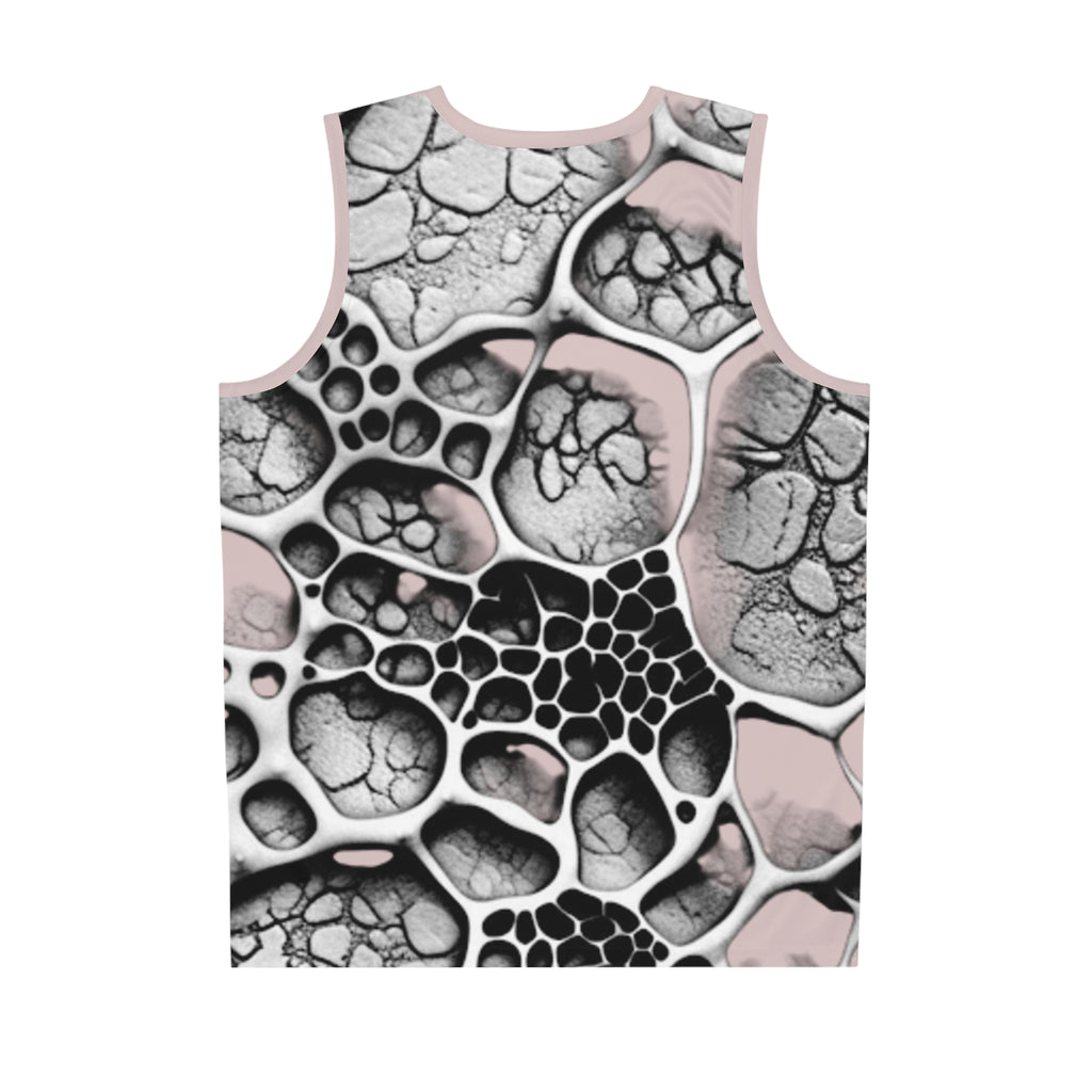 Abstract Bubble Pattern Basketball Jersey — Pink & Gray All-Over Print