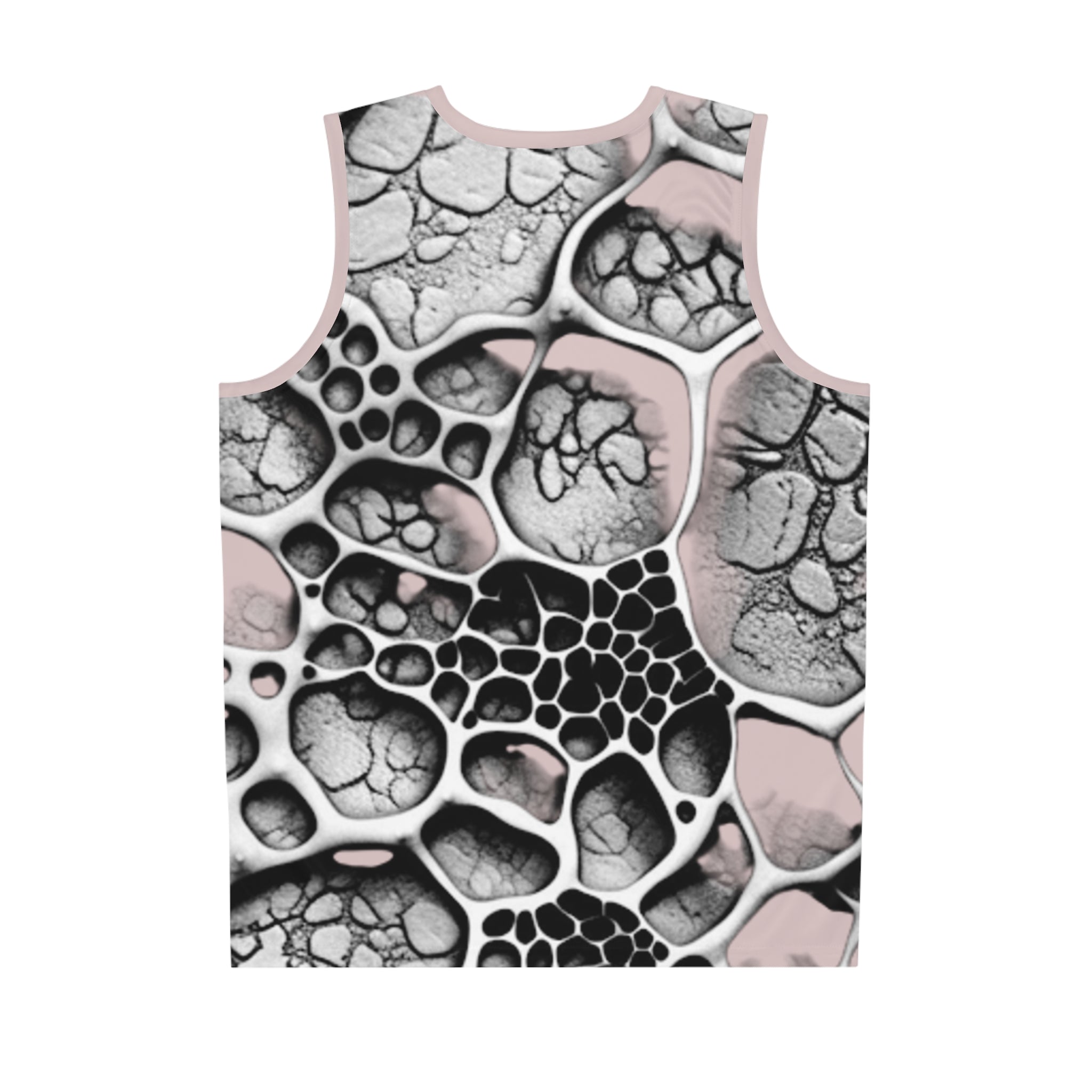 Abstract Bubble Pattern Basketball Jersey — Pink & Gray All-Over Print
