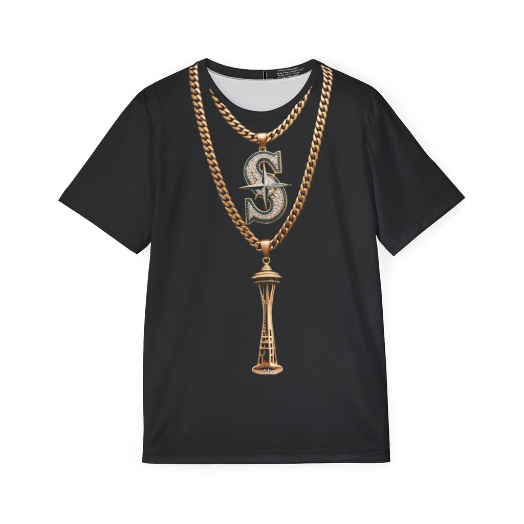 Gold Chain Seattle Necklace Graphic Jersey — Men's AOP Sports Tee