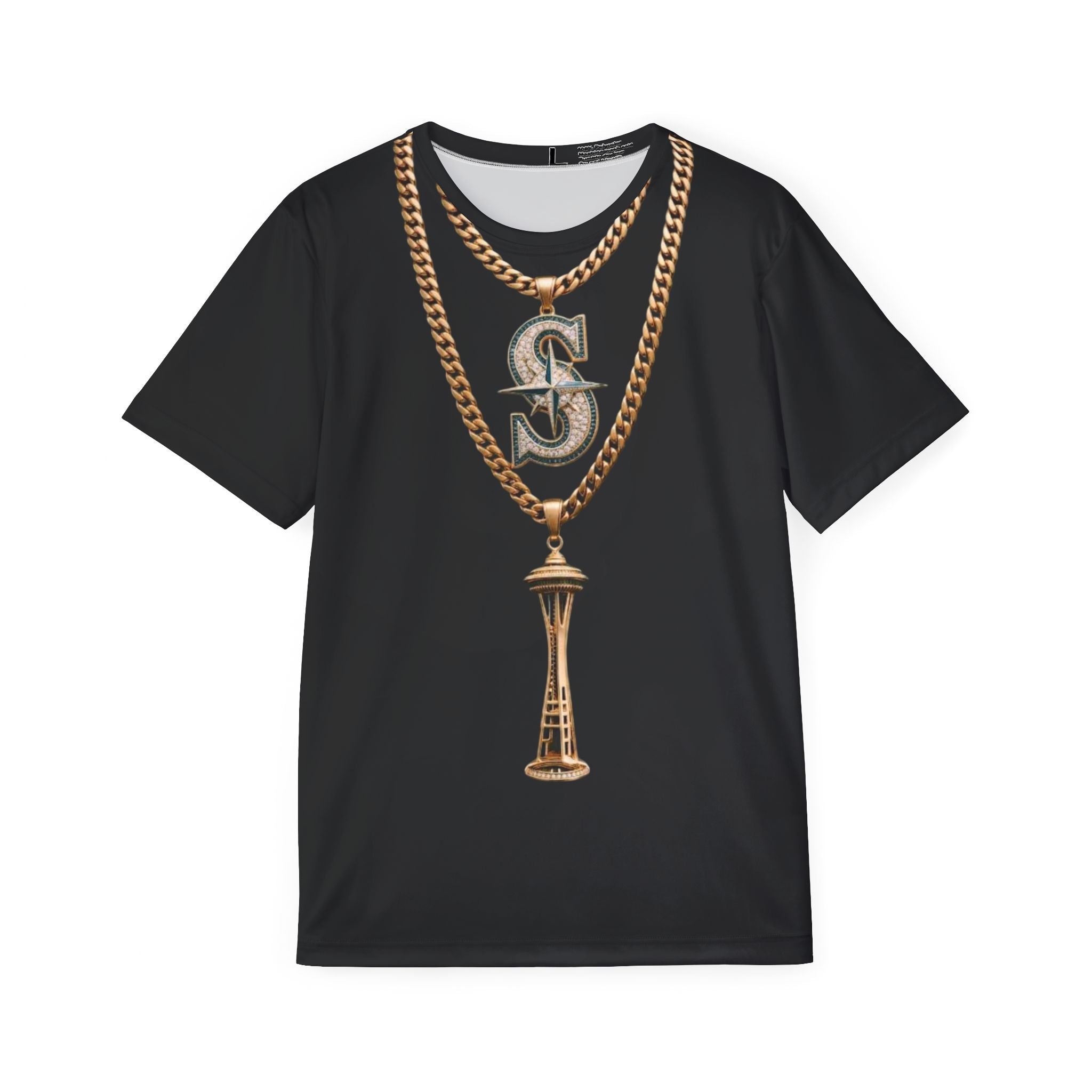 Gold Chain Seattle Necklace Graphic Jersey — Men's AOP Sports Tee